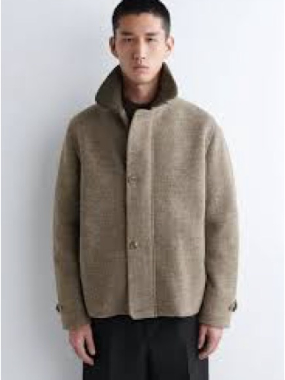 COS Taupe Wool-Blend Pea Coat